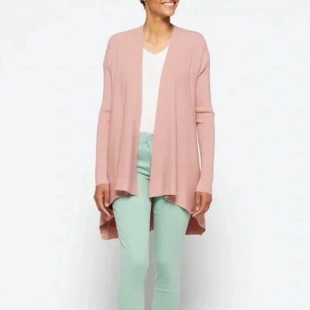 41 HAWTHORN Saya Multi Ribbed‎ Open Cardigan Heather Pink Size 1X
